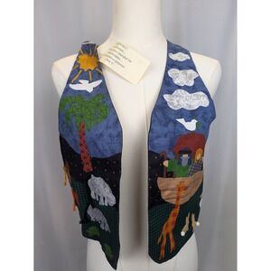 Handmade Noah's Ark Vest Medium Bible Study Teacher Patchwork Folk‎ Art Grandma